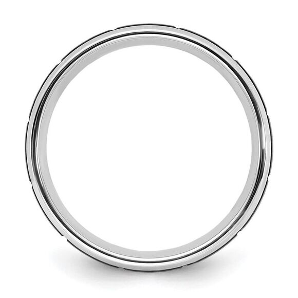 Chisel Cobalt Polished with Brushed Black IP-plated Grooved Center 8mm Band - Picture 8 of 9